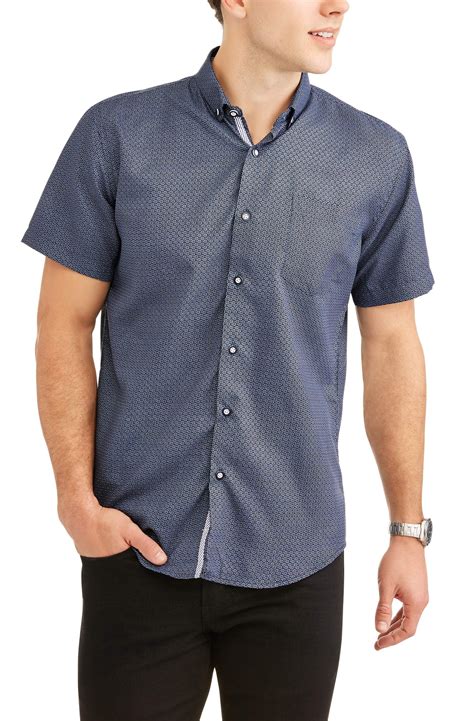 Interaffair Men S Printed Microfiber Woven Short Sleeve Shirt Walmart Com