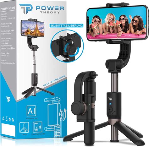 Power Theory Gimbal Bluetooth Selfie Stick Mit Stativ Amazon De
