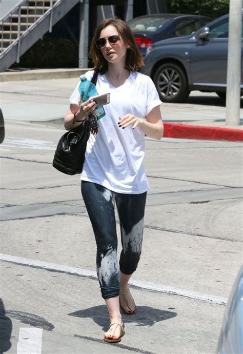 Lily Collins In Leggings Leaving A Gym In Hollywood Hawtcelebs