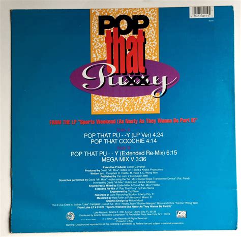 2 Live Crew Pop That Pussy W A 12 Inch Single 1991 Original Vinyl Record Album Etsy