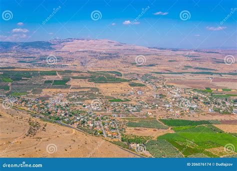 Aerial View Of Migdal Village From Mount Arbel In Israel Stock Photo