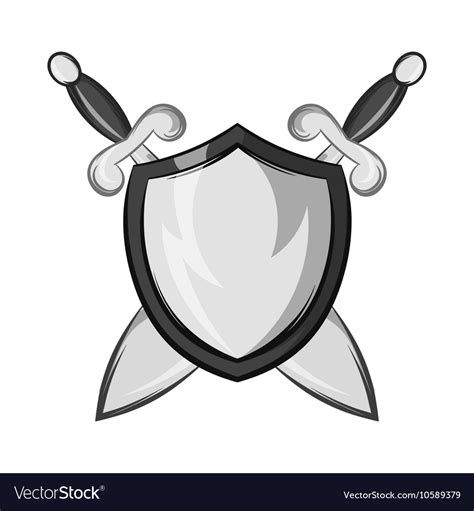 Battle Shield With Swords Icon Royalty Free Vector Image
