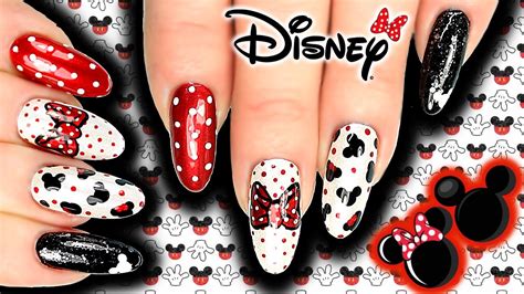 Disney Mickey And Minnie Mouse Nail Art Mickey Nails Dots Bows
