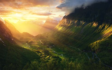 Norway Geirangerfjord Sunrise Wallpapers Hd Desktop And Mobile