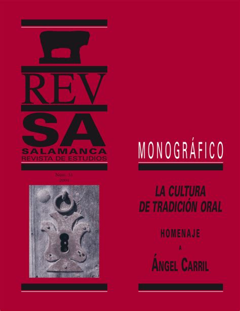 Salamanca Revista De Estudios La Cultura De Tradici N Oral