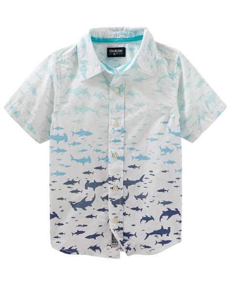 Kid Boy Shark Button Front Shirt Shark Clothes Son