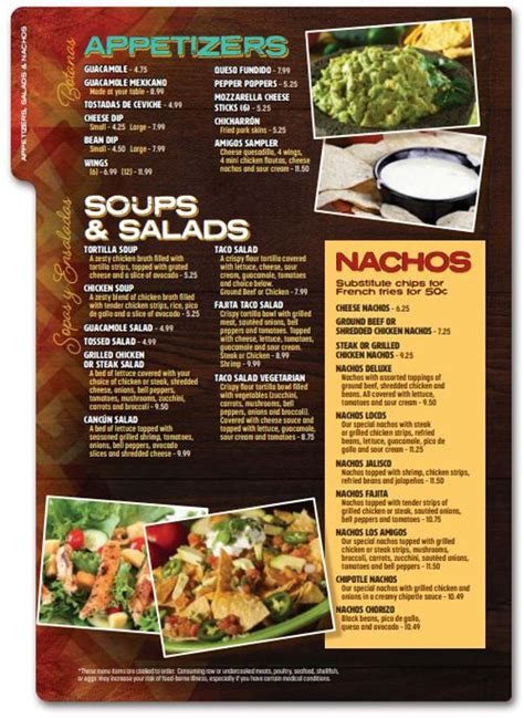 Menu Amigos Mexican Grill