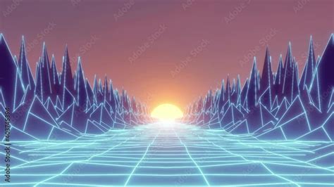 Retro Futuristic Background 80s Style 4k 3d Rendering Seamless Loop
