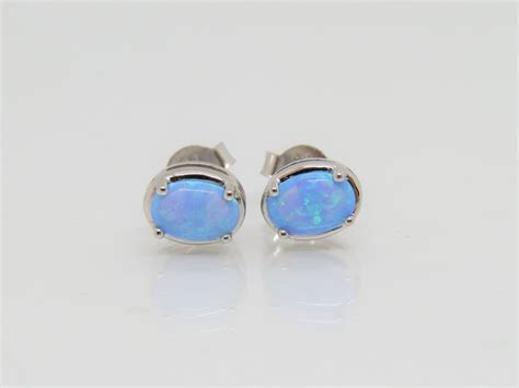 Jewelry Earrings Studs Etsy Earrings Blue Earrings Blue Opal White