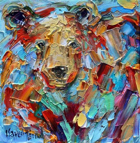 Bear Painting Animal Original Oil Bear Art Palette Knife