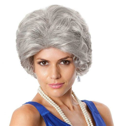 old lady grandma wig cap granny costume gray wigs queen elizabeth ebay