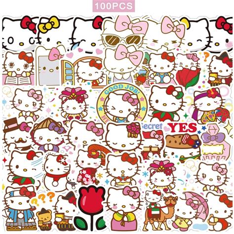 Buy 100pcs Hello Kitty Stickers Japanese Sanrio Kawaii Stickers