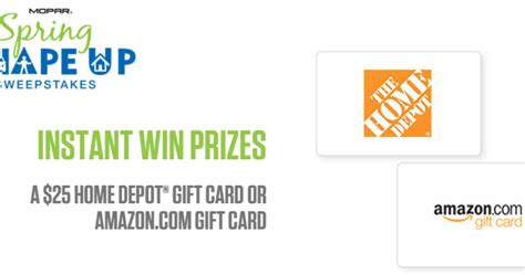 You can earn points and redeem for prizes (amazon gift cards, obviously) on recyclebank by carrying out things like reading articles about. $25 Amazon or Home Depot Gift Card Instant Win Giveaway ...