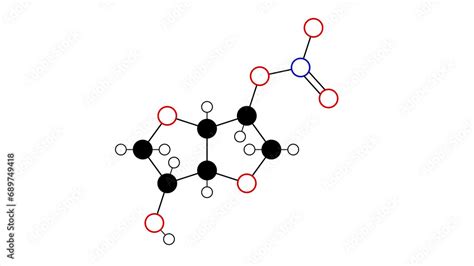 Isosorbide Mononitrate Molecule Structural Chemical Formula Ball And