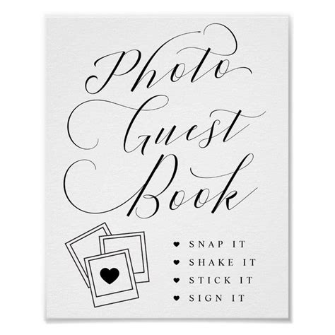 Photo Guest Book Calligraphy Script Wedding Sign Zazzle Photo Guest