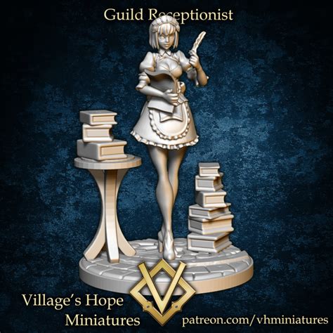 3D Printable Guild Receptionist by Village's Hope Miniatures