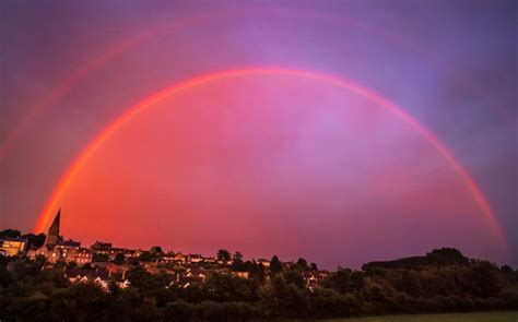 Spectacular Red Rainbow Illuminates Historic English Town But What