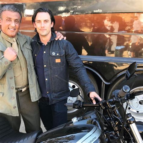 Sylvester Stallone And Milo Ventimiglia On The Set Of This Is Us