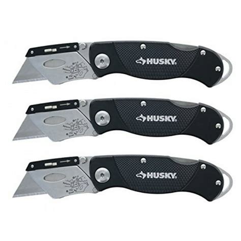 Husky Folding Sure Grip Lock Back Utility Knives Multi Pack 3 Piece