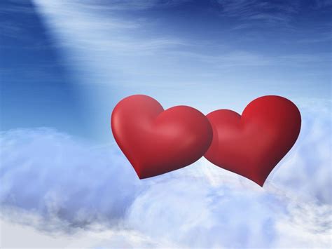 Hearts Two Hearts In Heavenly Clouds Cute Wallpaper Cute