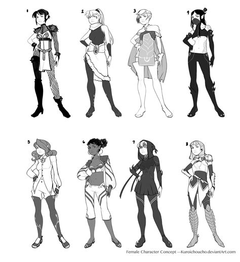 Female Concept Lineup By Kuroichoucho On Deviantart Character