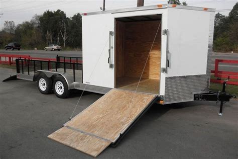 Enclosed Utility Hybrid Trailer 7x20 Lawn Mower Equipment Hauler