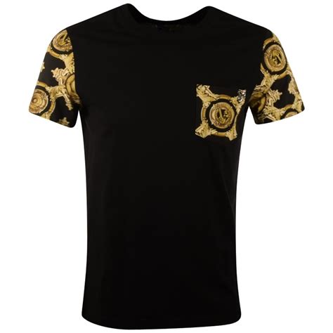Versace Jeans Black And Gold Print Pocket T Shirt Men From