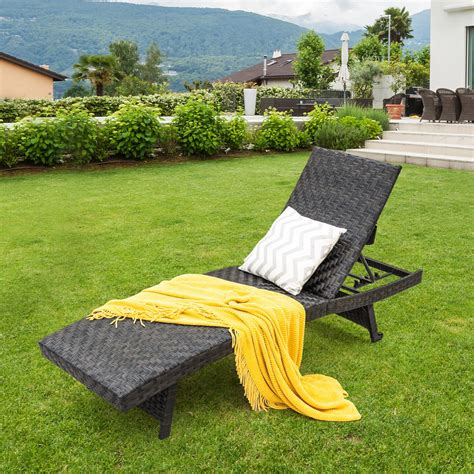 Costway Folding Patio Chaise Lounge Chair Outdoor Rattan Adjustable