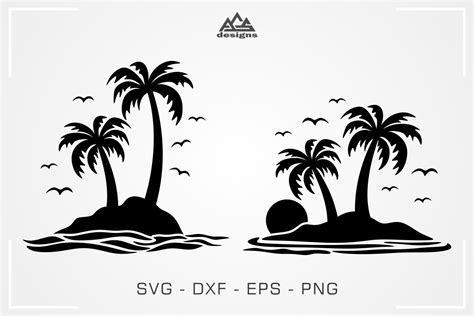 Palm Tree by The Sea Decal Svg Design