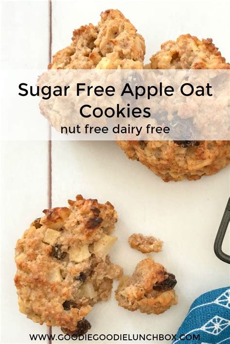 Each cookie = about 77 calories and less than 5 grams of sugar. Apple Oat Cookies | Recipe | Dairy free snacks, Sugar free snacks, Sugar free baking