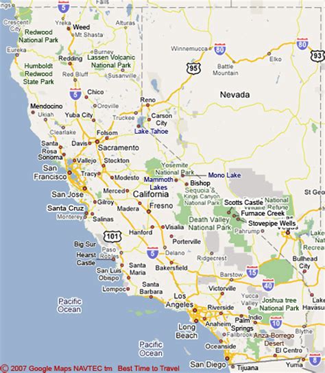 California Map Tourist Attractions