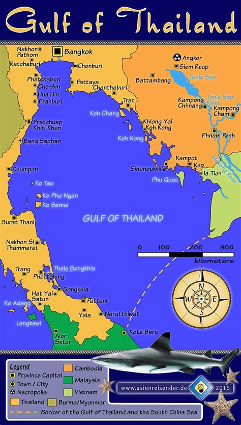 Lying in the gulf of thailand, just off vietnam's southwest coast, pirate islands is a rugged archipelago, only recently opened to foreign visitors. Map of the Gulf of Thailand by Asienreisender