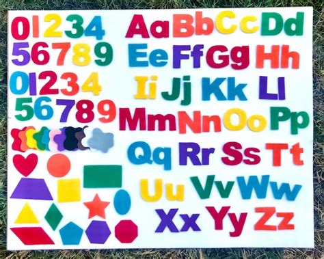 Felt Alphabet Numbers 1 100 Shapes Colors Felt Board Etsy Uk