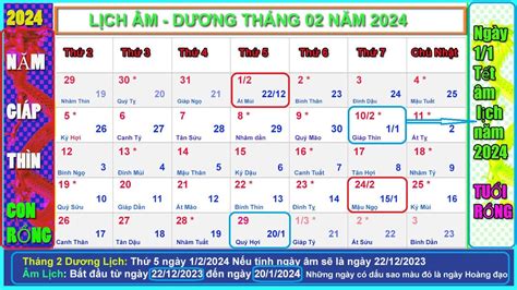 Lịch âm Dương Tháng 2 Năm 2024 Lịch Vạn Niên Tháng 22024 Năm Giáp