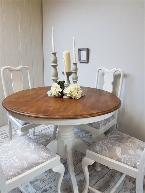 We have a variety of tabletop materials: Circular Dining/Kitchen Table Painted White With Natural ...