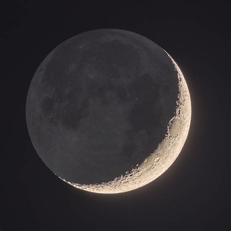 Tonights Waxing Crescent Moon With Earthshine Rastrophotography