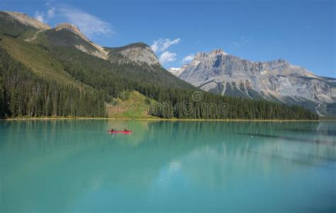 Canoeing On The Emerald Lake Stock Photo Image Of Rockies National