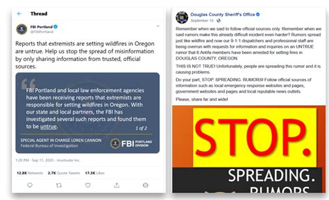 Fbi Portland Twitter Post And Douglas County Sherriff Office Facebook