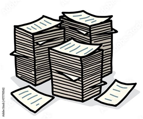 Stack Of Papers Cartoon Vector And Illustration Hand Drawn Style