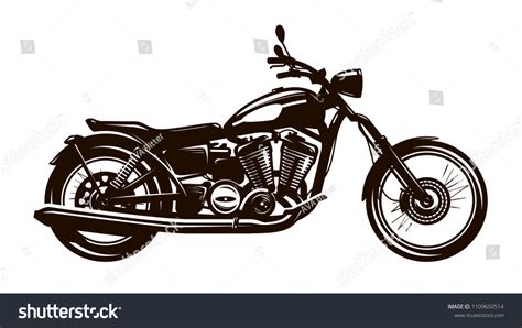 Retro Motorcycle Silhouette Vector Illustration Stock Vector Royalty