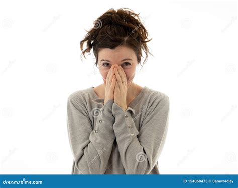 Portrait Of Scared And Intimidated Woman Isolated On White Human