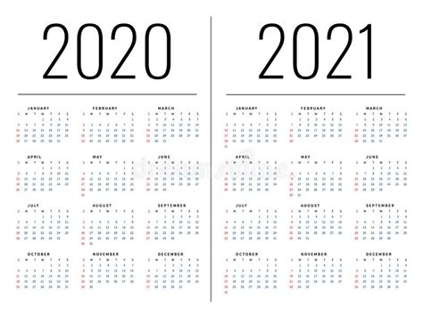 Mockup Simple Calendar Layout For 2020 Year Week Starts From Sunday