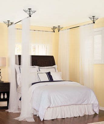 Round rods, typically referred to as curtain rods, can be easily installed on your ceiling around your. Ceiling mount curtain rods, Curtain rods and Canopies on ...