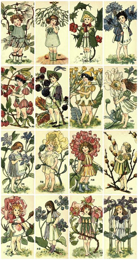 Victorian Flower Children Collage Sheet Printed Collage Sheet Weddings