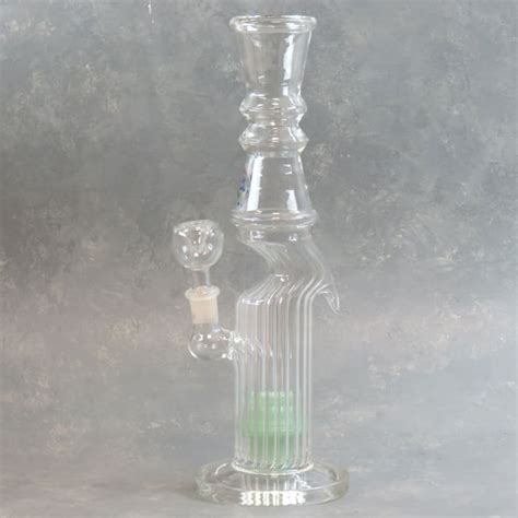 12 Zong Style Clear Fluted Borosilicate Glass Water Pipe W Puck Perc · Veekay Wholesale