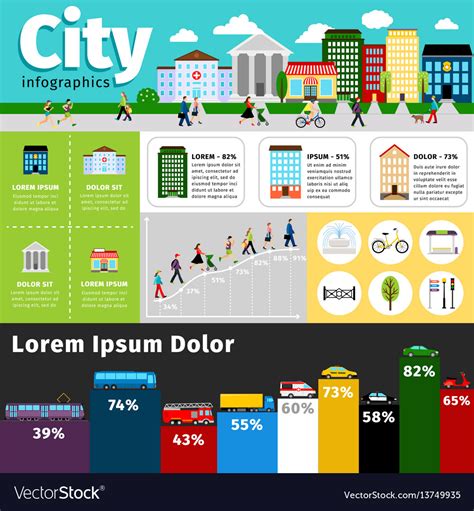 City Infographics Elements Urban Life And Vector Image