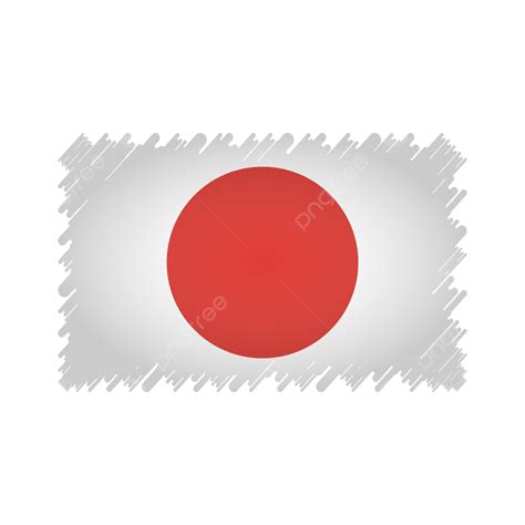 Gambar Vektor Bendera Jepang Dengan Gaya Berus Warna Air Jepang