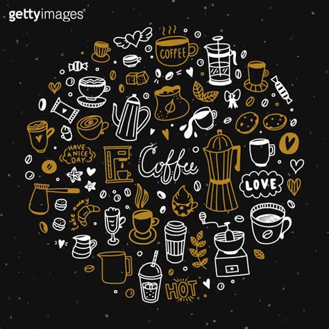 Hand Drawn Coffee Doodles Outline Coffee Vector Illustrations Cute