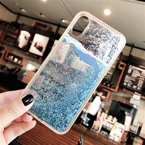 Liquid Phone Case For Iphone X Xs 6plus Case Glitter Sequin Blue Hard Pc Cover For Iphone 7 8