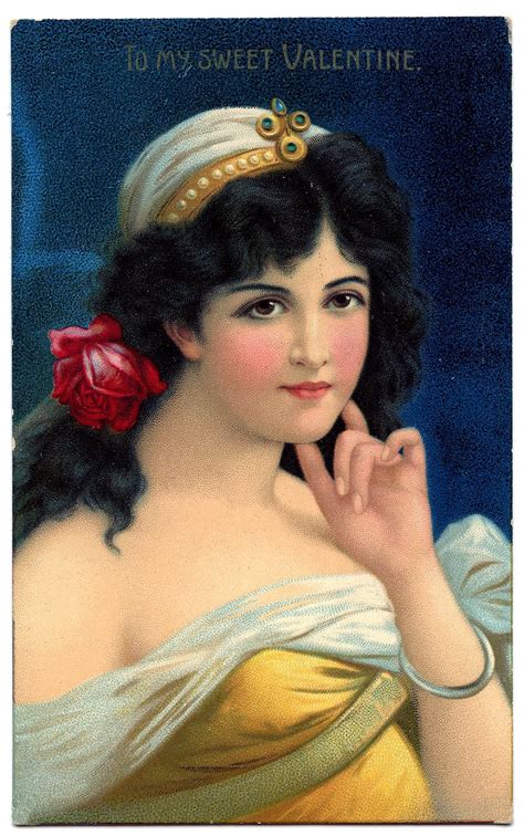 Vintage Valentine's Day Clip Art - Stunning Woman - The ...